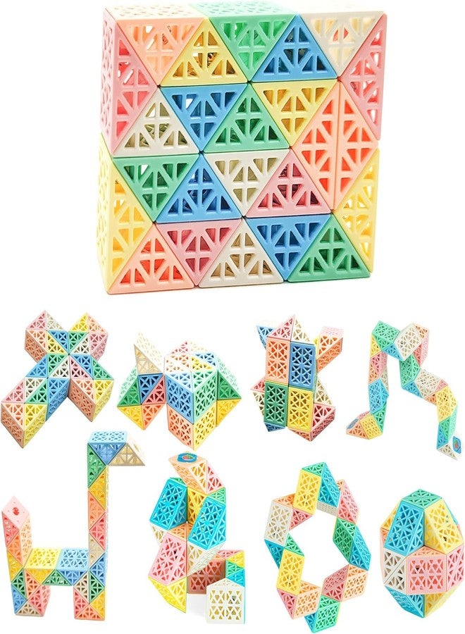 Qwick Click 1PC Snake Fidget Toy Cube Twist Puzzle 24 Wedges, Large Size Hollow Out Macaron Magic Snake Toy Brain Teaser Stocking Stuffers Party Favors Game Goodie Bags Fillers for Kids Adults Teens - Image 1
